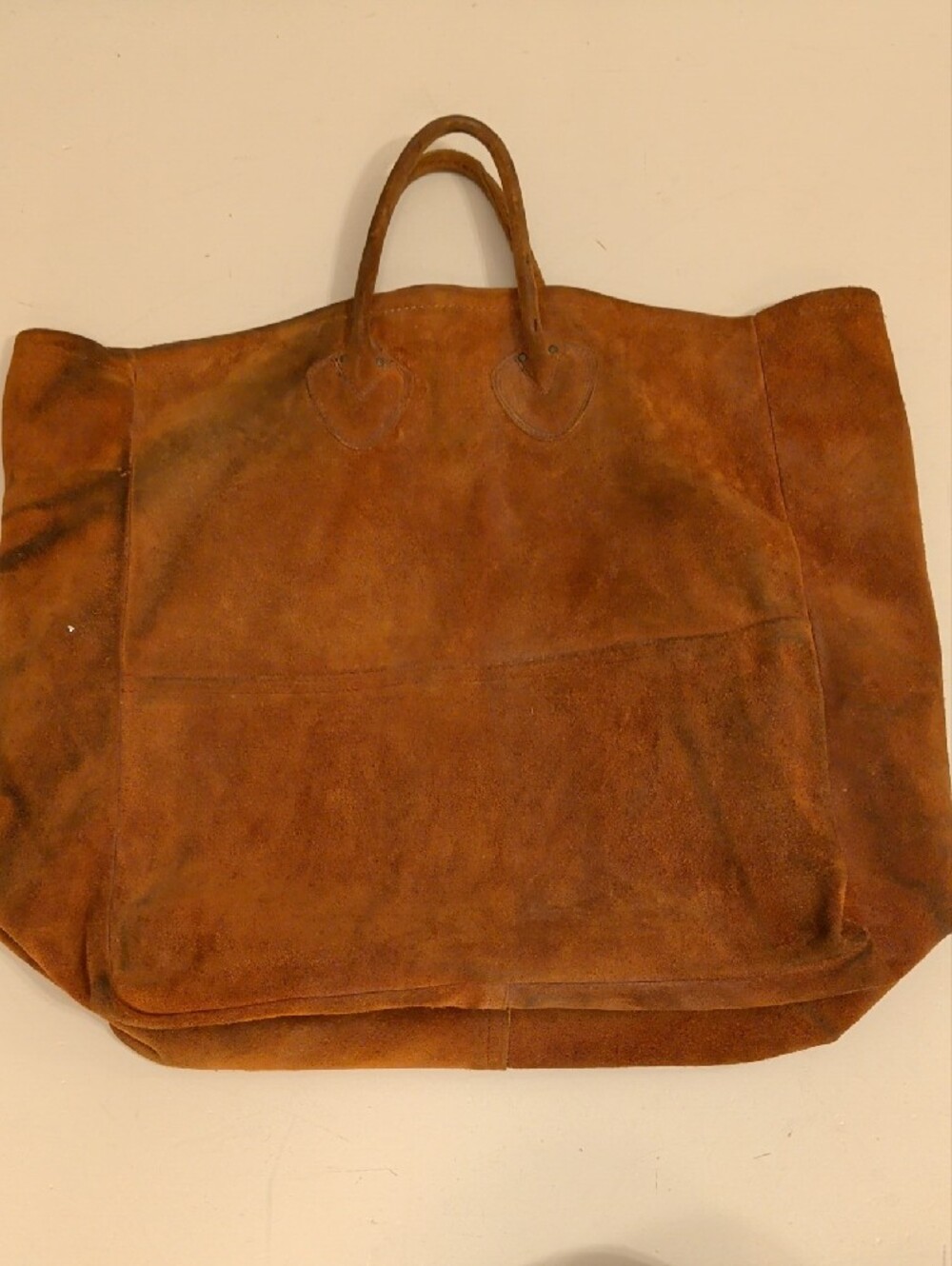 Vintage L.L. Bean Large Rust Brown Suede Leather Duffel Tote - Picture 4 of 14
